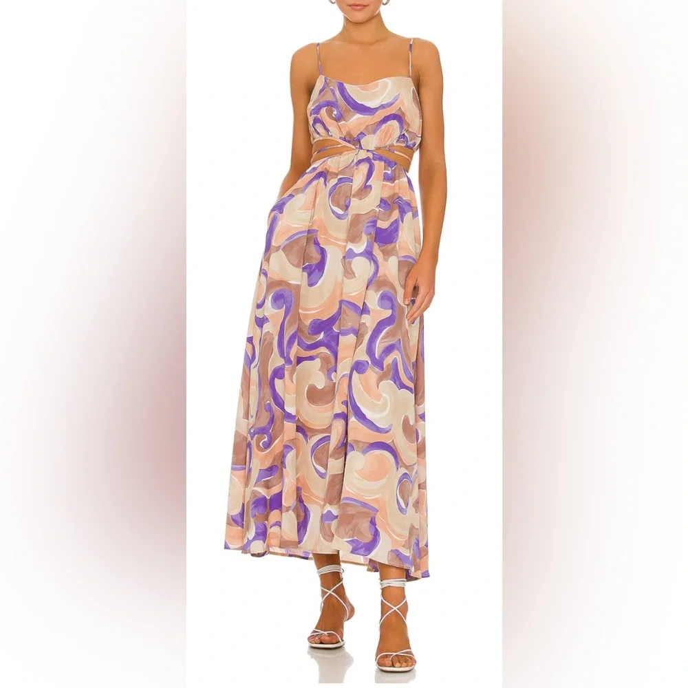 NWOT- ASTR The Label Sanger Cutout Maxi Dress in Purple Peach Swirl- Size Medium - Picture 3 of 4